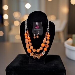 Paparazzi Bold Orange Beaded Necklace Set